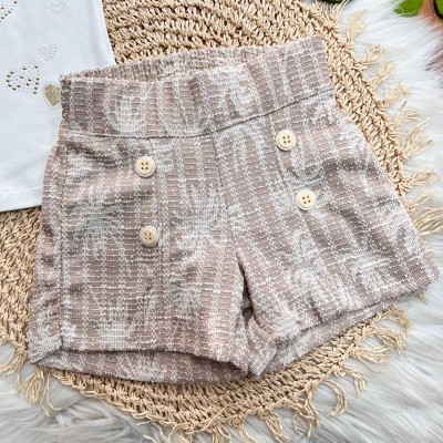 Conj. Blusas Corações e Short com Botões - Off White e Areia